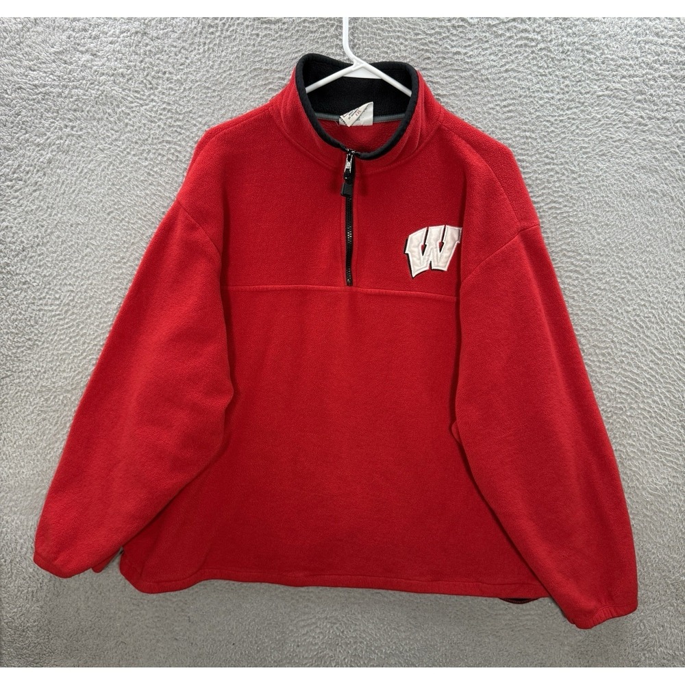 Vintage Wisconsin Badgers Sweatshirt Adult XXL Red Fleece‎ Embroidered 90s Y2K